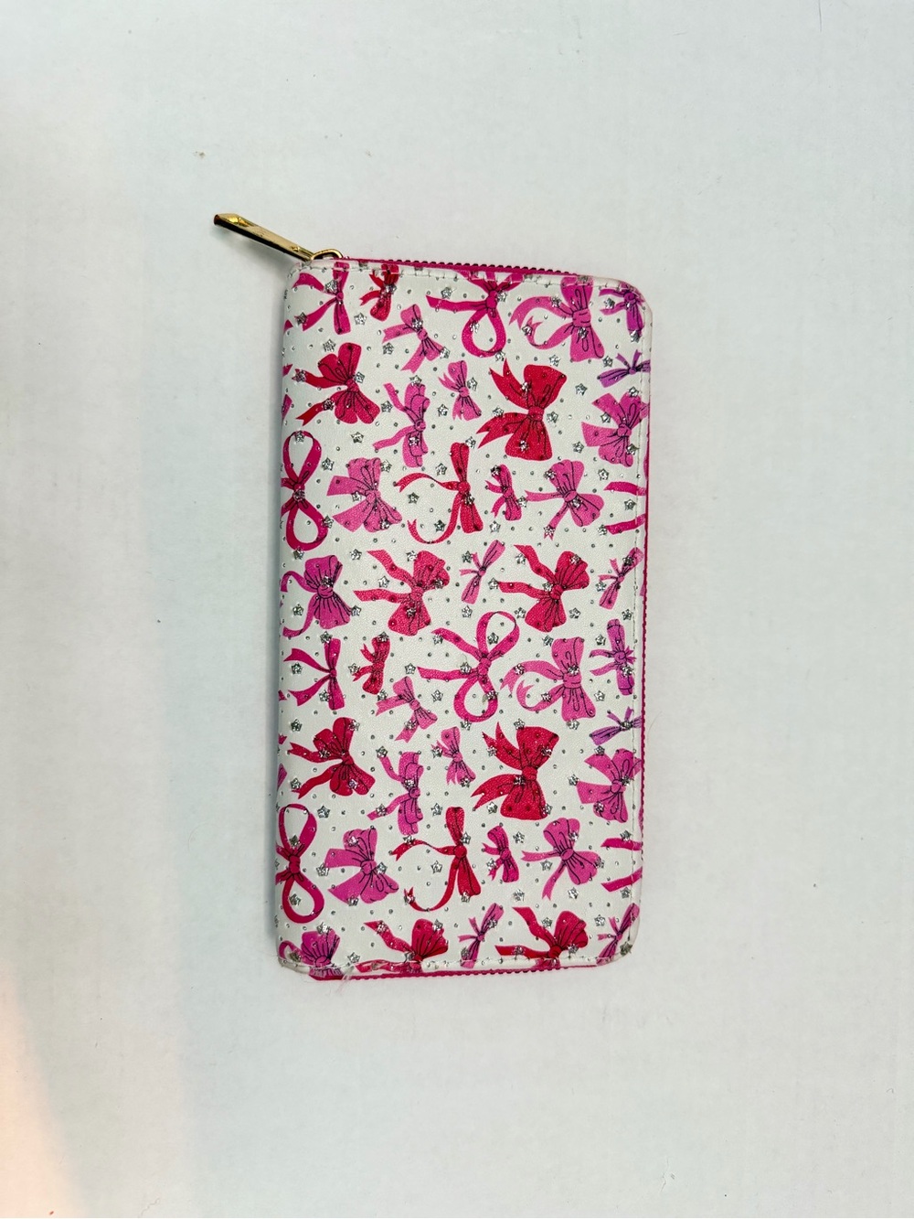 Pink Bow Print Zip Wallet